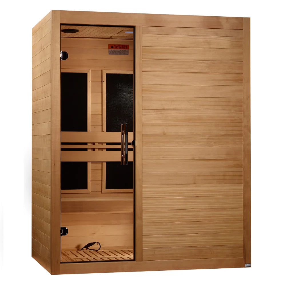 Golden Designs Maxxus S-Line 3-Person Low EMF FAR Indoor Infrared Sauna + Red Light Therapy | MX-S306-01