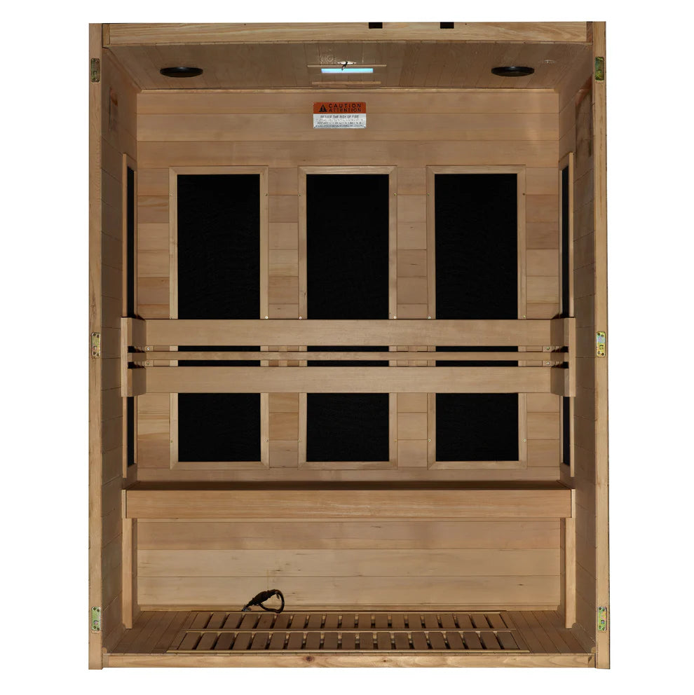Golden Designs Maxxus S-Line 3-Person Low EMF FAR Indoor Infrared Sauna + Red Light Therapy | MX-S306-01