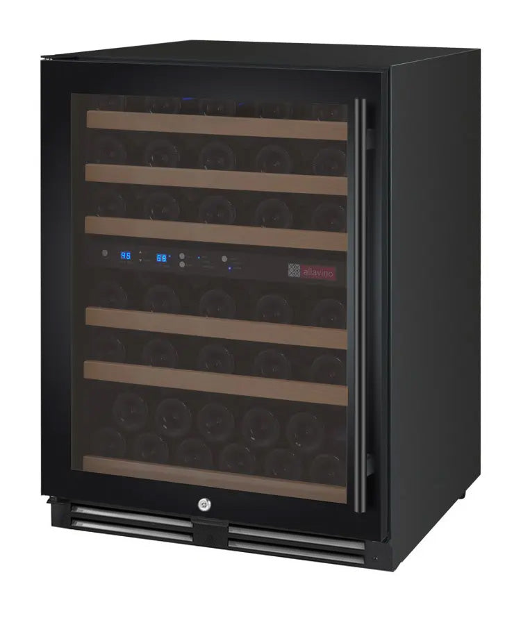 Allavino 24" Wide FlexCount II Tru-Vino 56 Bottle Dual Zone Black Left Hinge Wine Refrigerator AO VSWR56-2BL20