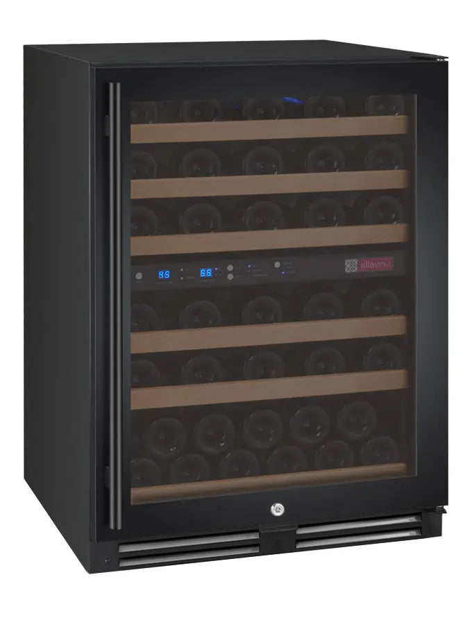 Allavino FlexCount Series 56 Bottle Dual Zone Built-in Wine Cooler Refrigerator with Black Door - Right Hinge AO VSWR56-2BR20