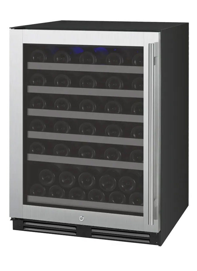 Allavino FlexCount Series 56 Bottle Single Zone Built-in Wine Cooler Refrigerator with Stainless Steel Door - Left Hinge AO VSWR56-1SL20