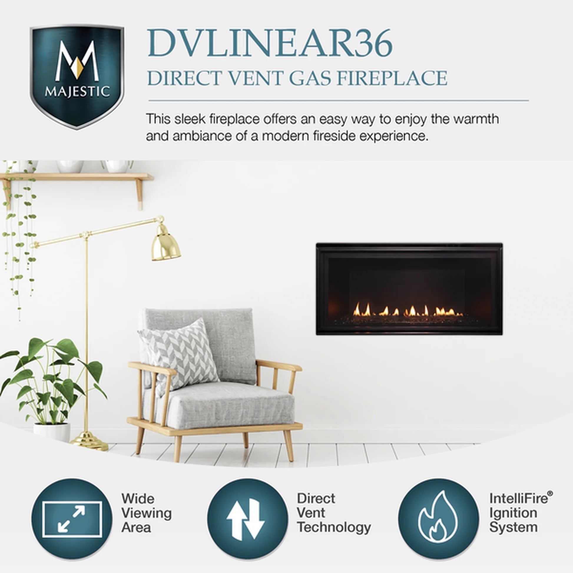 Majestic DV Linear Direct Vent Linear Gas Fireplace  DVLINEAR36