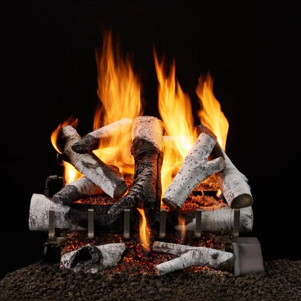 Majestic 3-Tier Grand Birch Outdoor Vented Gas Log Set OD-3TRIPI18-N, 2TR-BRCH18