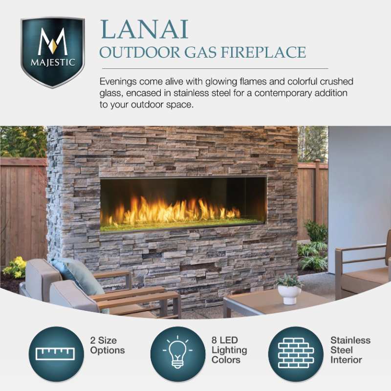 Majestic Lanai 48" Outdoor Linear Vent Free Gas Fireplace ODLANAIGST-48