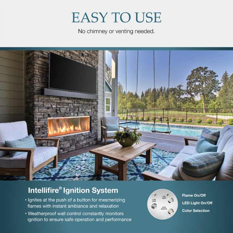 Majestic Lanai Outdoor Linear Vent Free Gas Fireplace ODLANAIG-48