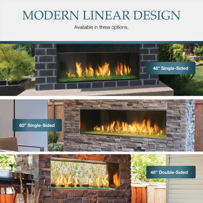 Majestic Lanai Outdoor Linear Vent Free Gas Fireplace ODLANAIG-48