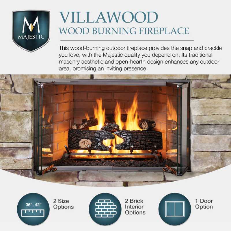 Majestic Villawood Outdoor Wood Fireplace ODVILLA-36T-B