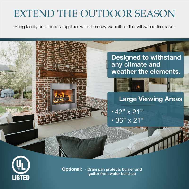 Majestic Villawood Outdoor Wood Fireplace ODVILLA-36T-B
