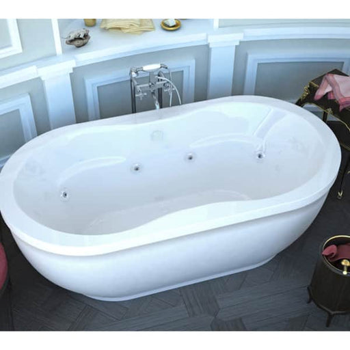 Atlantis Whirlpools Embrace 34 x 71 Oval Freestanding Dual Water Jetted Bathtub in White 3471AD
