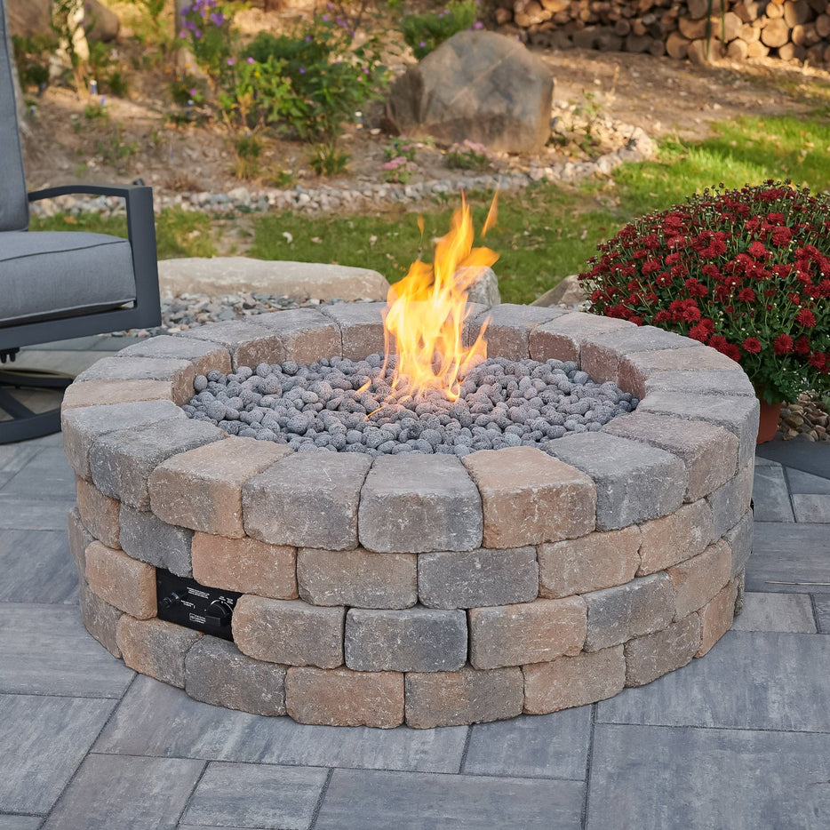 Outdoor Greatroom  Bronson Block Gas Fire Pit Kit - Square or Round  BRON5151-K