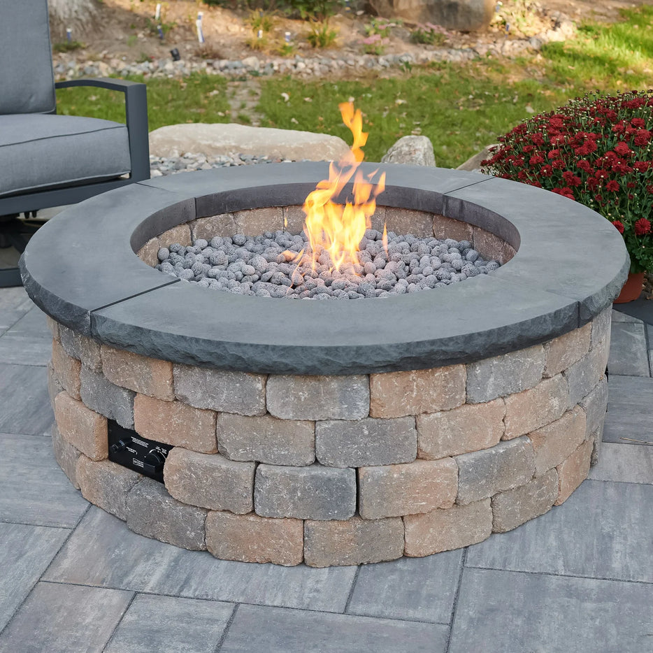 Outdoor Greatroom  Bronson Block Gas Fire Pit Kit - Square or Round  BRON5151-K
