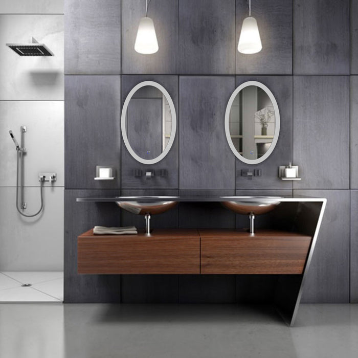 Krugg Sol Oval 20″ x 30″ LED Bathroom Mirror w/ Dimmer & Defogger | Oval Back-lit Vanity Mirror