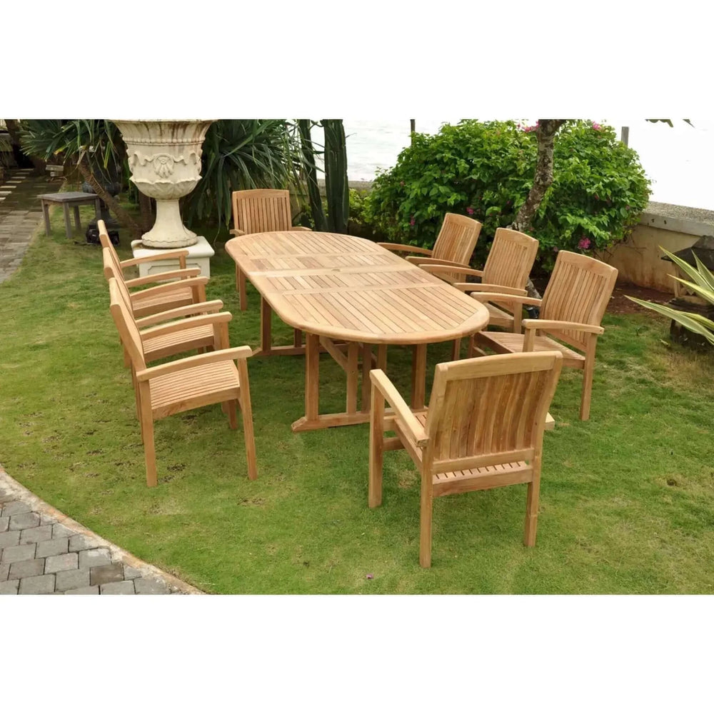 Anderson Teak Sahara Stackable 9-Pieces Oval Dining Set-75