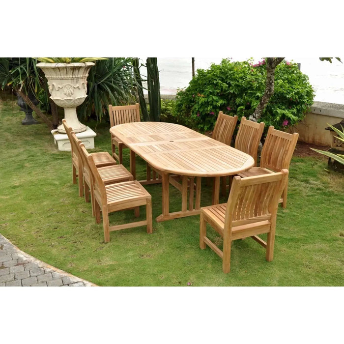 Anderson Teak Sahara Dining Side Chair 9-Pieces Oval Dining Set-76