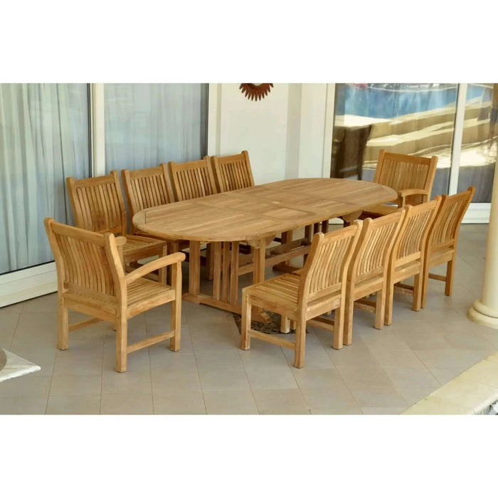 Anderson Teak Sahara Dining Side Chair 11-Pieces Oval Dining Set-78
