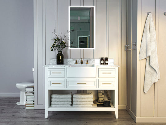 Ancerre Designs Hayley  Bathroom Vanity With Sink And Carrara White Marble Top Cabinet Set