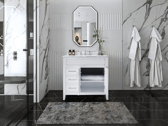 Ancerre Designs Aspen Bathroom Vanity With Sink Ank Carrara White Marble Top Cabinet Set