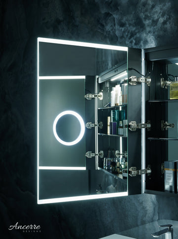 Ancerre Designs Pagani Led Mirror Cabinet With Defogger, Dimmer, Magnifier & Usb Outlet
