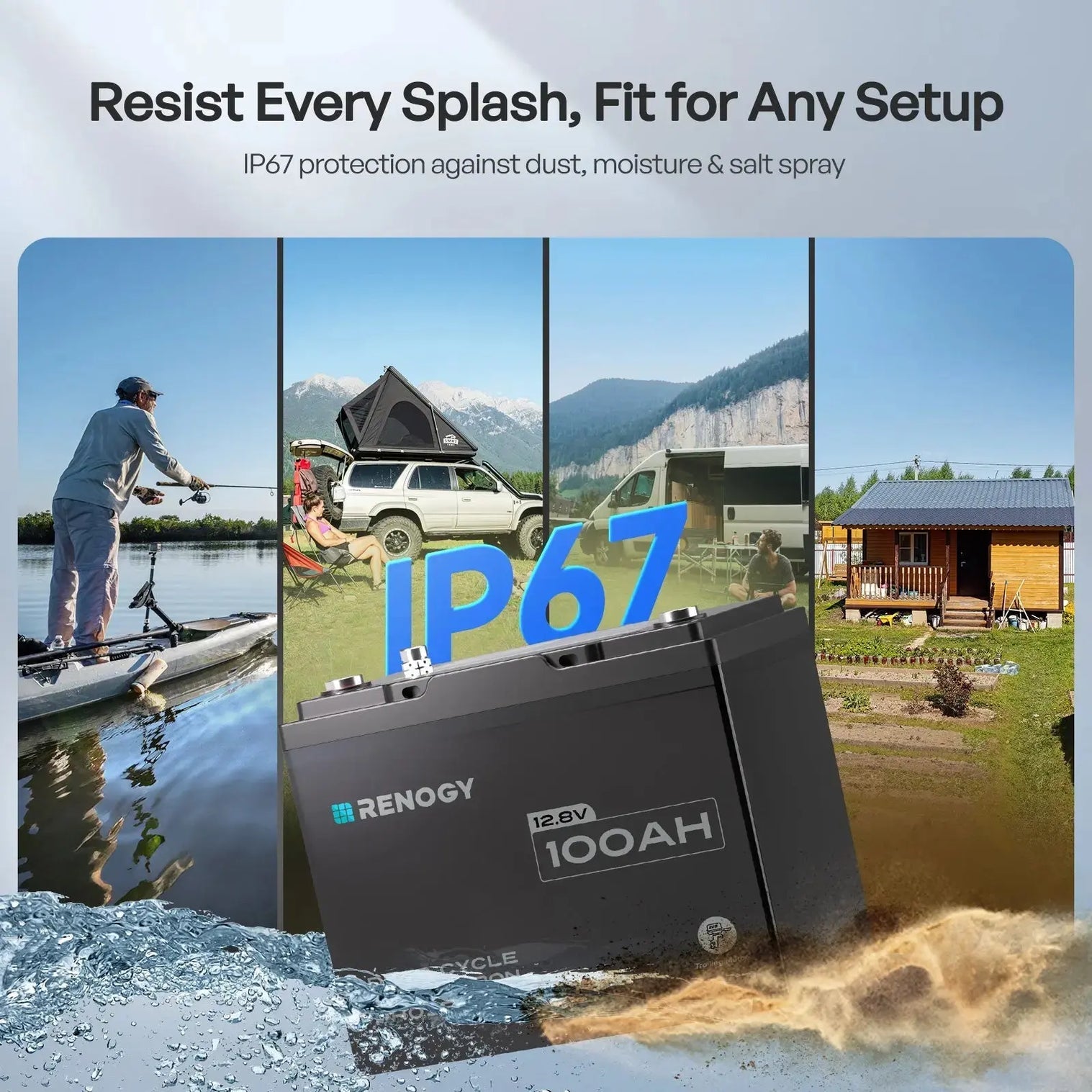 Renogy 12V 100Ah Trolling Motor Lithium Iron Phosphate Battery with Bluetooth Core Series  RBT12100LFP-TM-BT-US