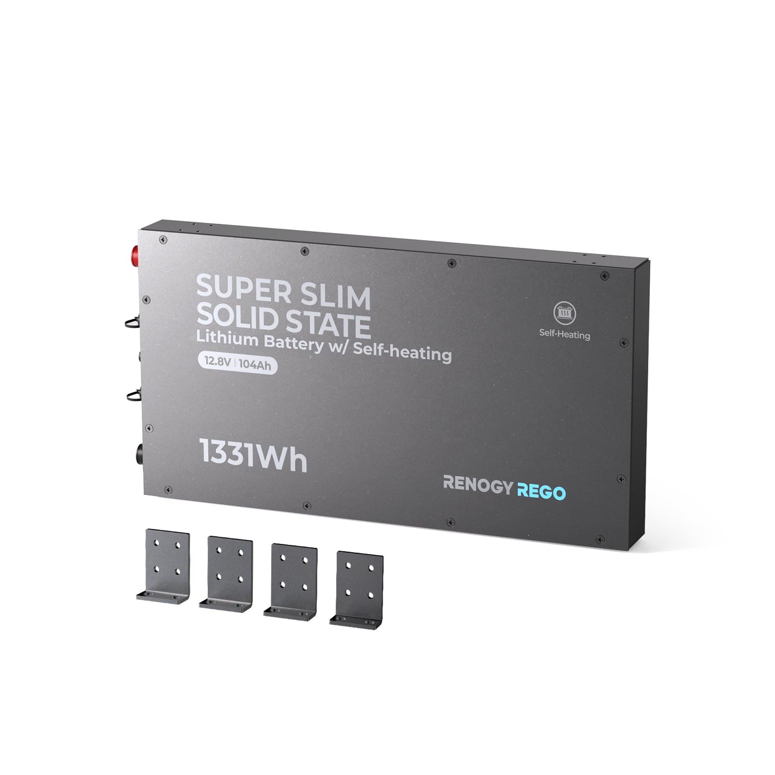 Renogy 12V 104Ah Super Slim Lithium Iron Phosphate Battery with Self-Heating Rego Series RBT12104LFP-SSBH-US