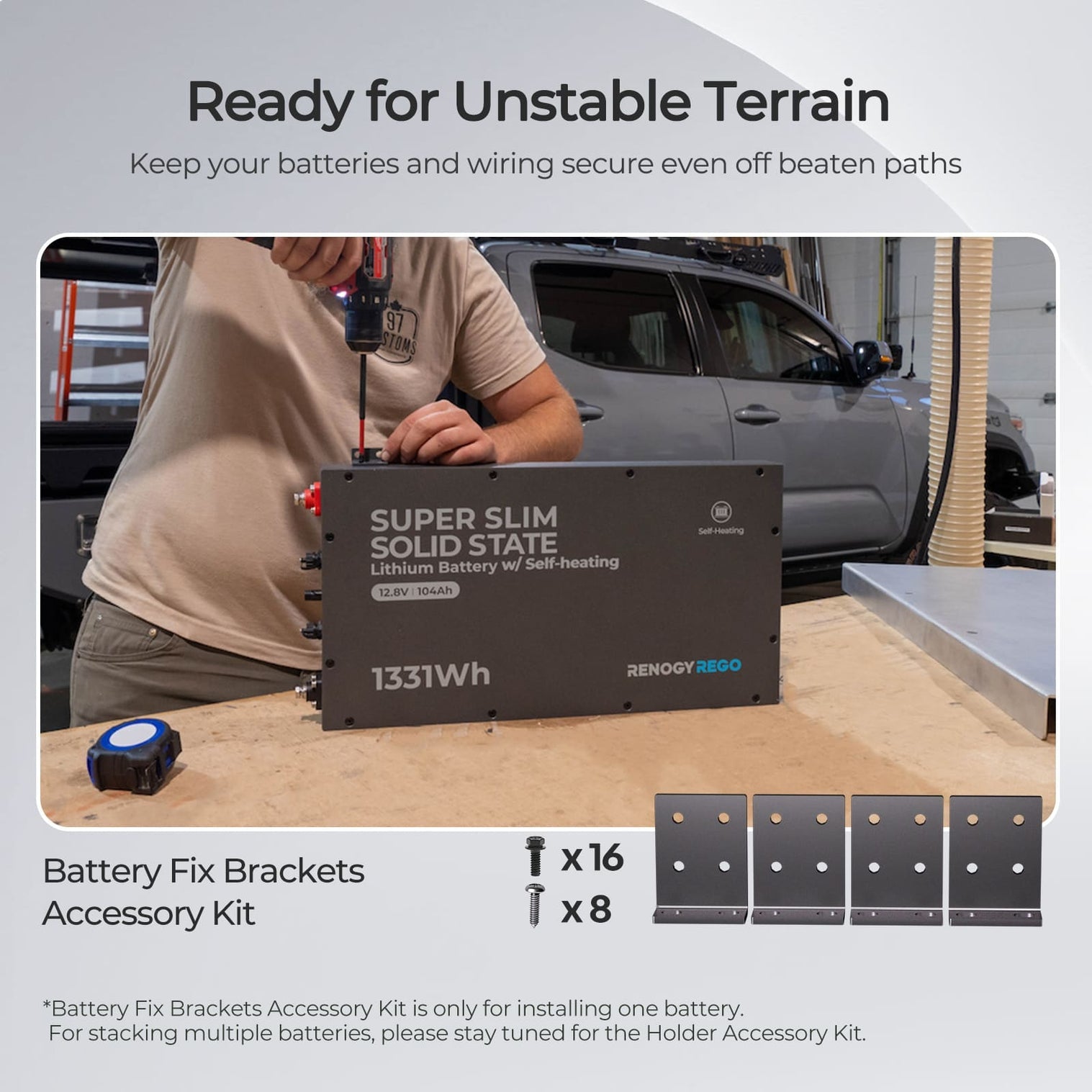Renogy 12V 104Ah Super Slim Lithium Iron Phosphate Battery | Rego Series RBT12104LFP-SSBH-US