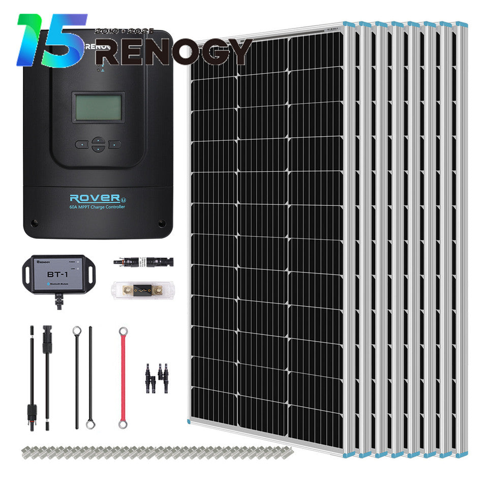 Renogy 800W 12V/24V Monocrystalline Solar Premium Kit w/Rover 60A Charger Controller