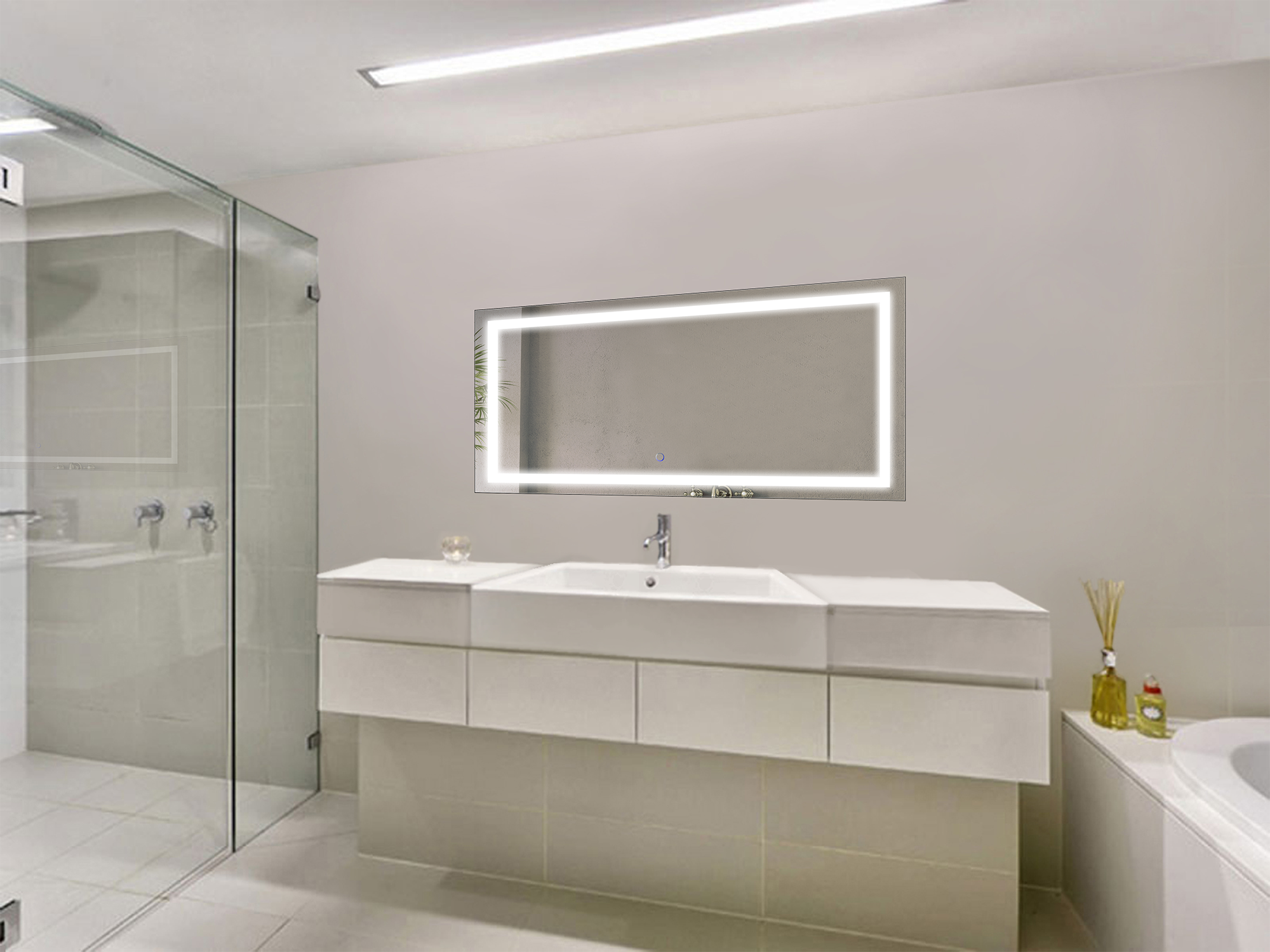 Krugg Icon 48″ X 24″ LED Bathroom Mirror w/ Dimmer & Defogger | Lighted Vanity Mirror