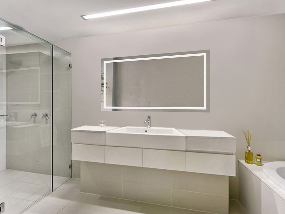 Krugg Icon 54″ X 24″ LED Bathroom Mirror w/ Dimmer & Defogger | Lighted Vanity Mirror