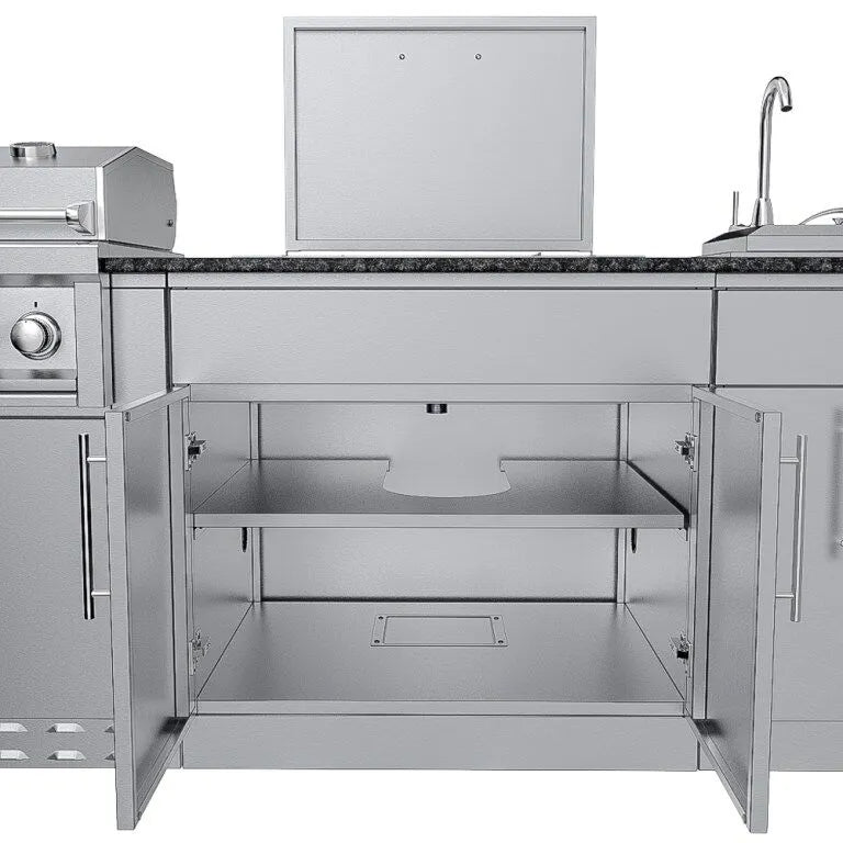 Sunstone THE ALAMO 10 Foot Outdoor Cabinet Island Package with Hybrid Grill – SCPALAMO10