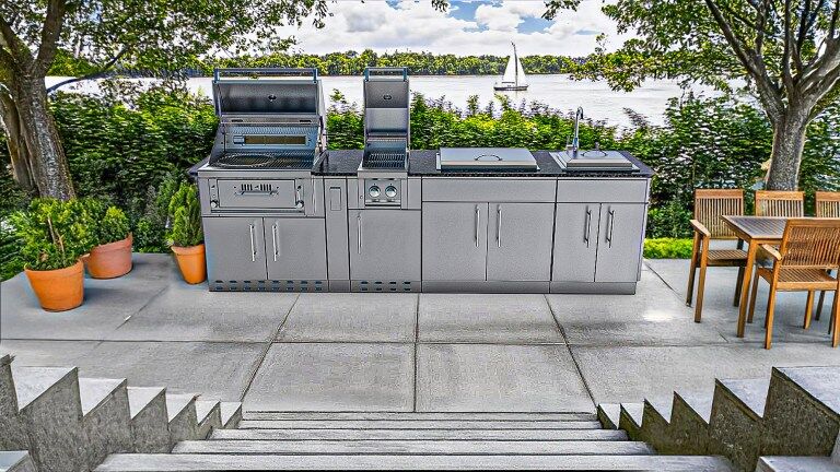 Sunstone THE ALAMO 10 Foot Outdoor Cabinet Island Package with Hybrid Grill – SCPALAMO10