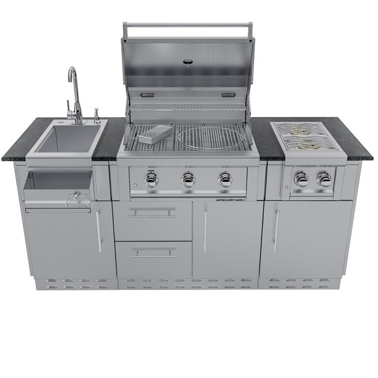 Sunstone THE CAPRICE 6 FT 4 IN Grill & Bar Sink Outdoor Island Package – SCPCAPRICE6.4