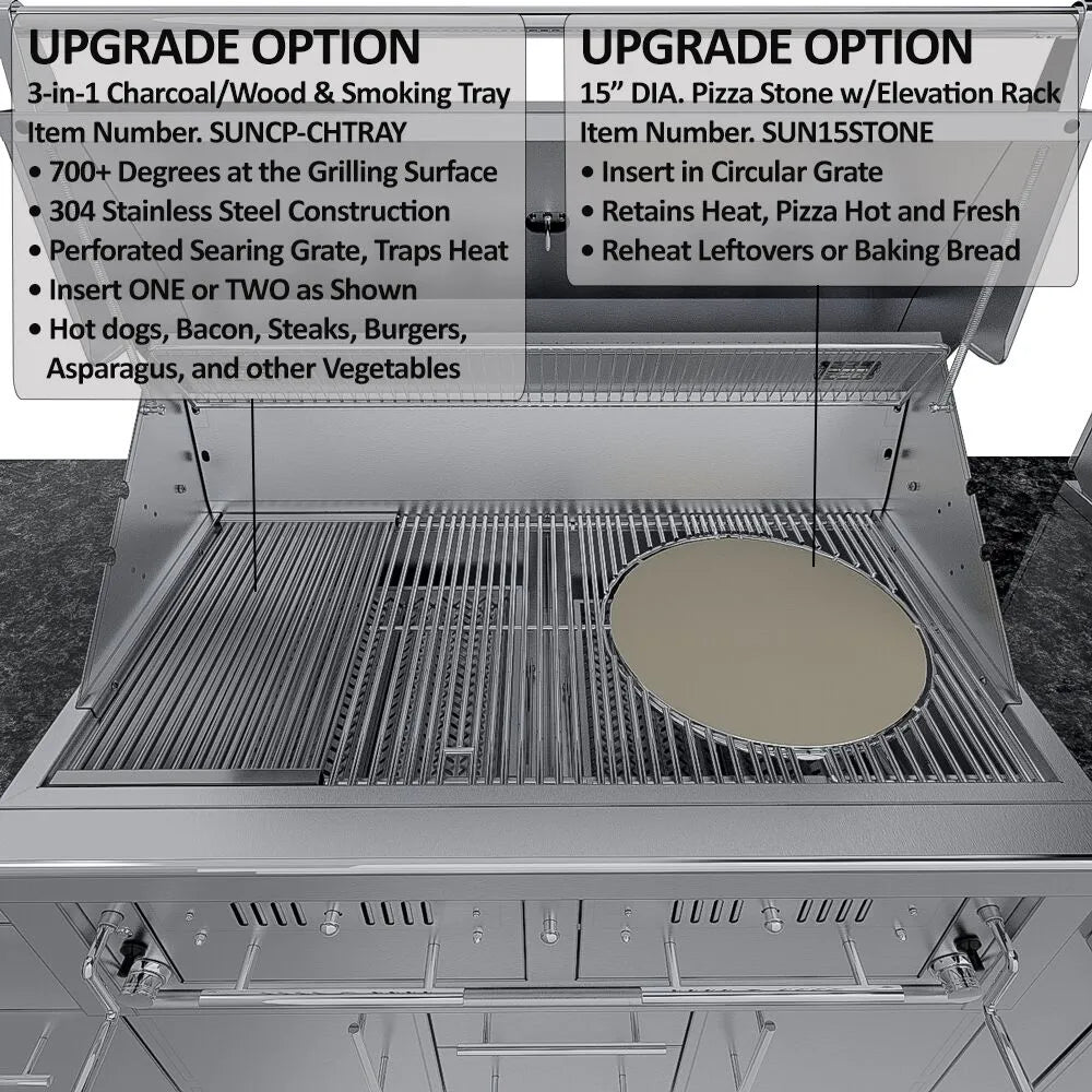 Sunstone THE DALLAS 14 Foot Outdoor Cabinet Island Package with the Largest Gas Hybrid Charcoal Grill – SCPDALLAS14