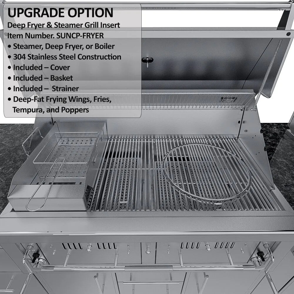 Sunstone THE DALLAS 14 Foot Outdoor Cabinet Island Package with the Largest Gas Hybrid Charcoal Grill – SCPDALLAS14