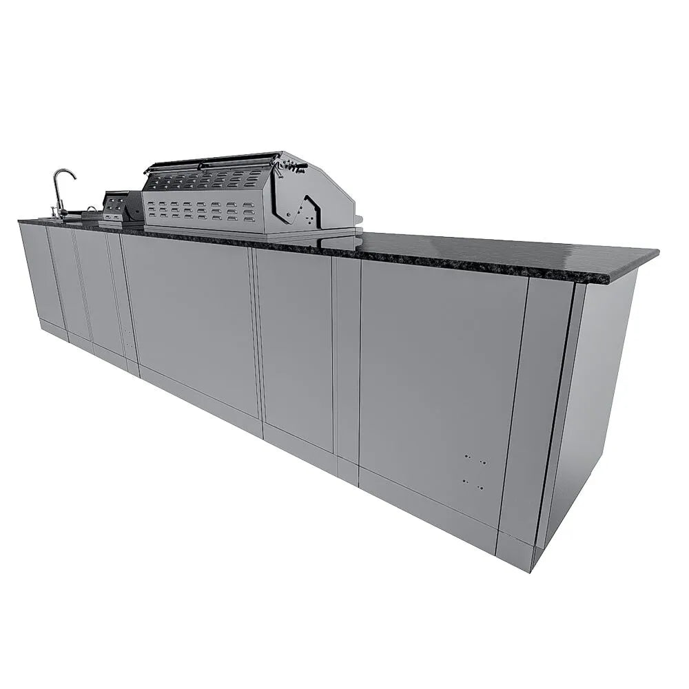 Sunstone THE DALLAS 14 Foot Outdoor Cabinet Island Package with the Largest Gas Hybrid Charcoal Grill – SCPDALLAS14