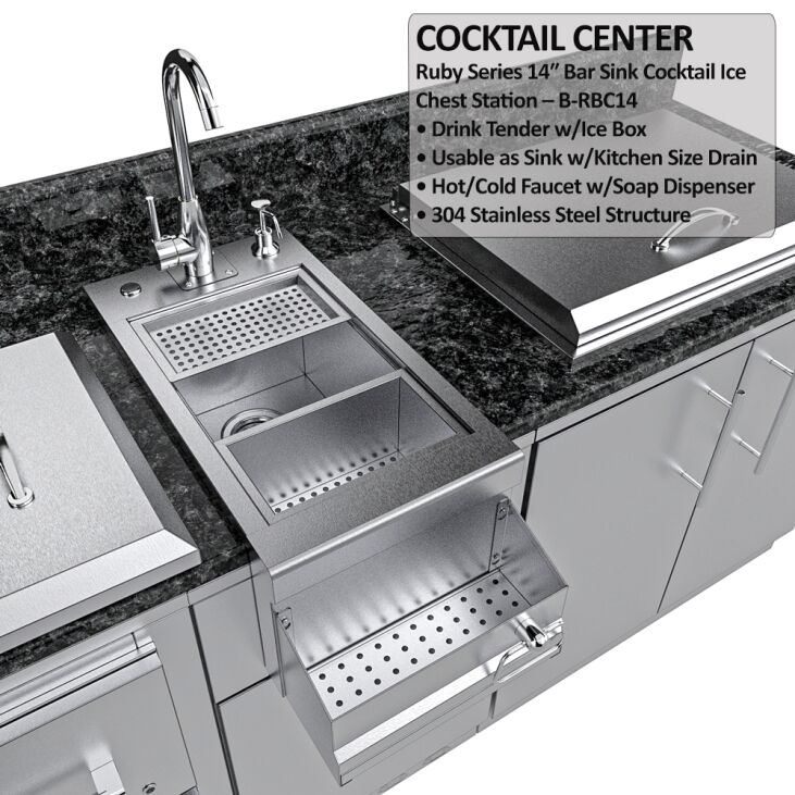 Sunstone THE GALLEY 10 Foot 8 Inch Clean and Prep Cabinet Island Package – SCPGALLEY10.8