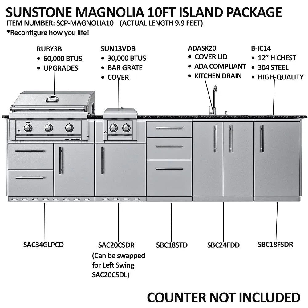 Sunstone THE MAGNOLIA 10FT ADA-Compliant Cabinet Island Package – SCPMAGNOLIA10