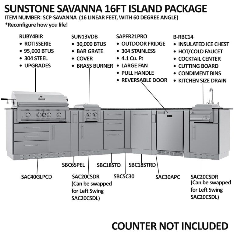 Sunstone THE SAVANNA 16FT Outdoor Cabinet Package with 60° Angle – SCPSAVANNA16
