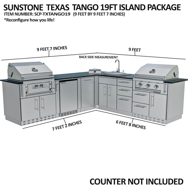 Sunstone THE TEXAS TANGO 19FT Outdoor Cabinet large Island Package – SCPTXTANGO19