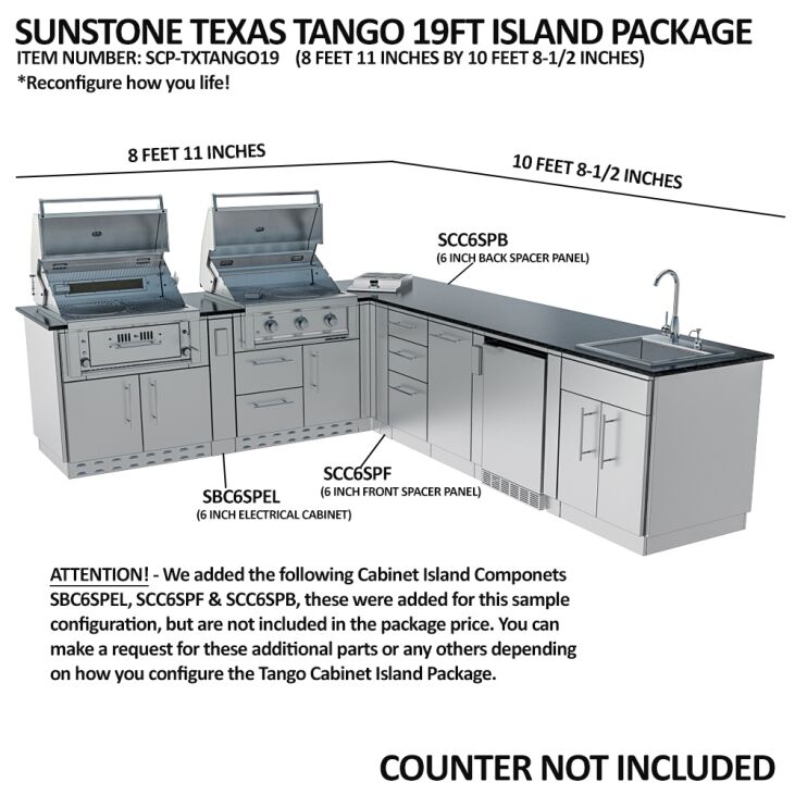 Sunstone THE TEXAS TANGO 19FT Outdoor Cabinet large Island Package – SCPTXTANGO19