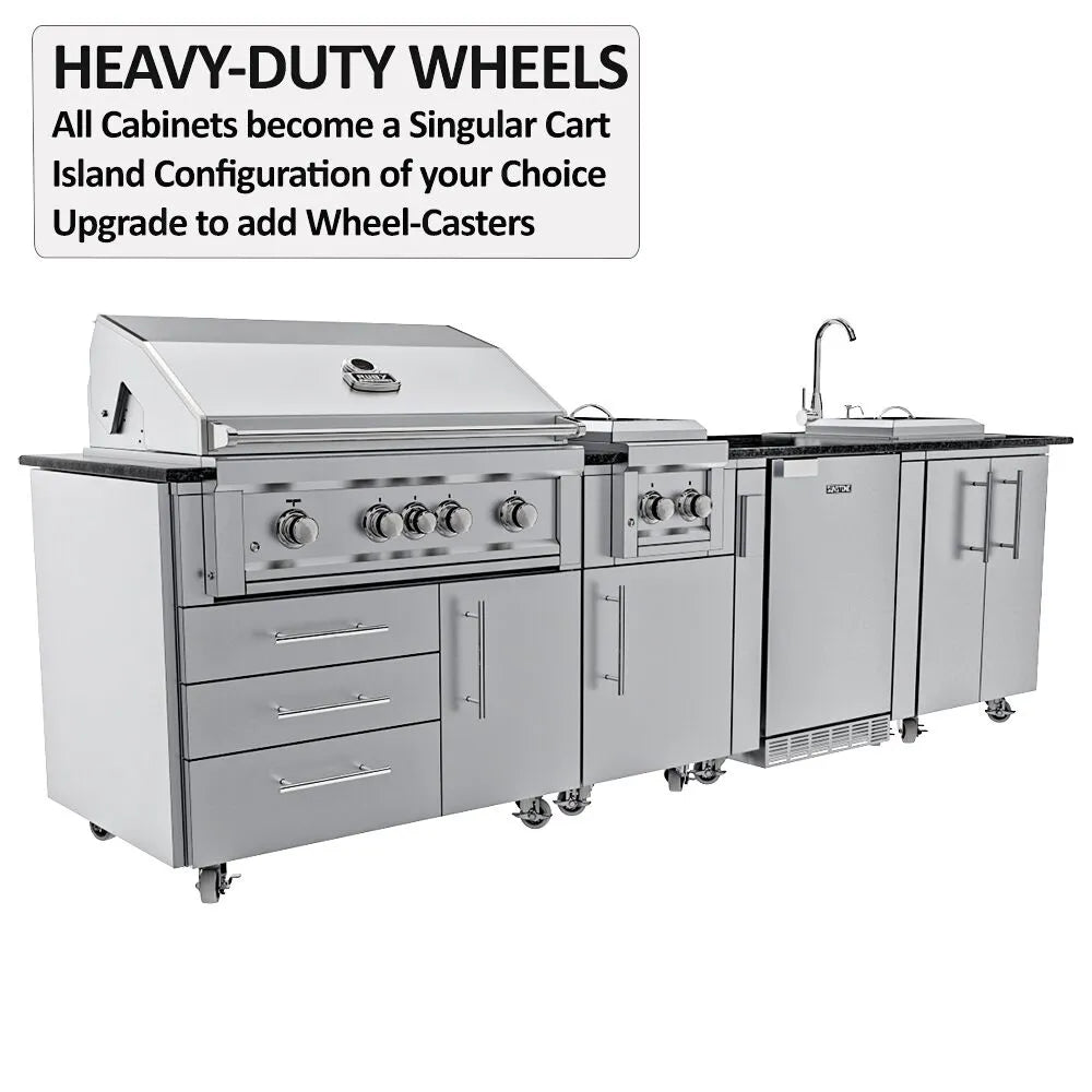 Sunstone THE DALLAS 14 Foot Outdoor Cabinet Island Package with the Largest Gas Hybrid Charcoal Grill – SCPDALLAS14