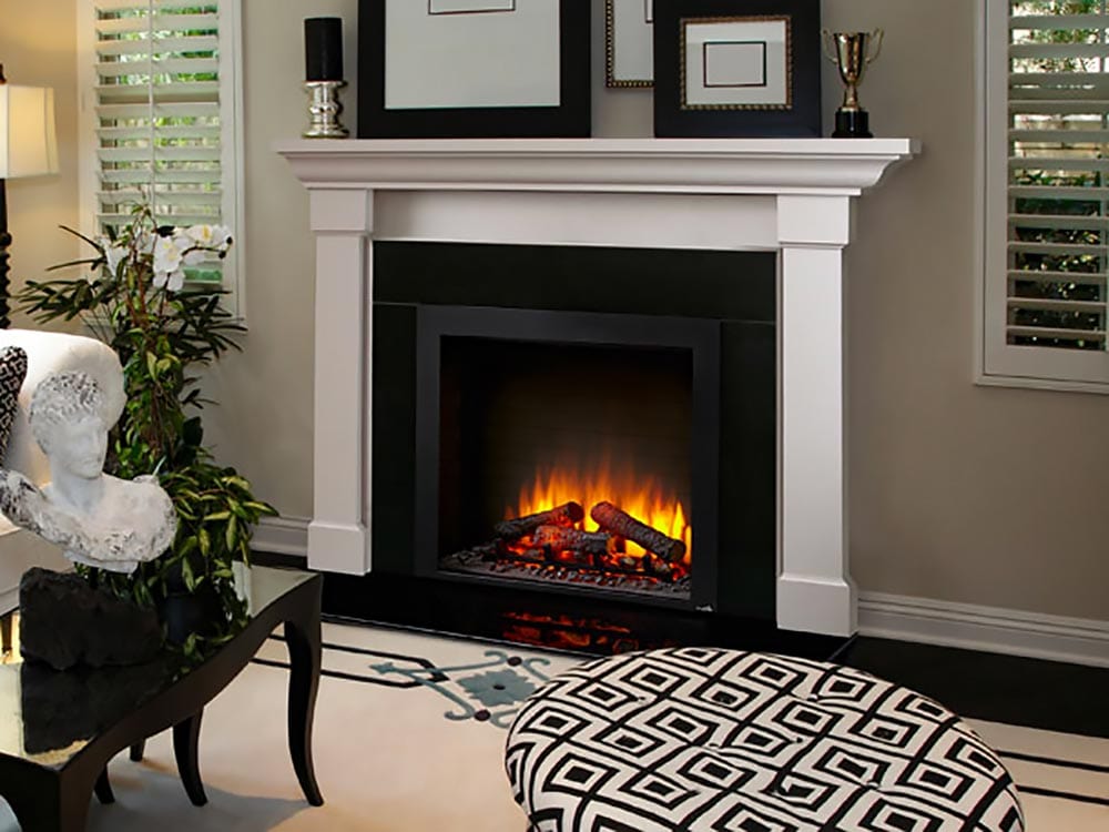 SimpliFire Built-In Electric Fireplace w/ Trim Kit SF-BI36-EB & SF-EF36-BK