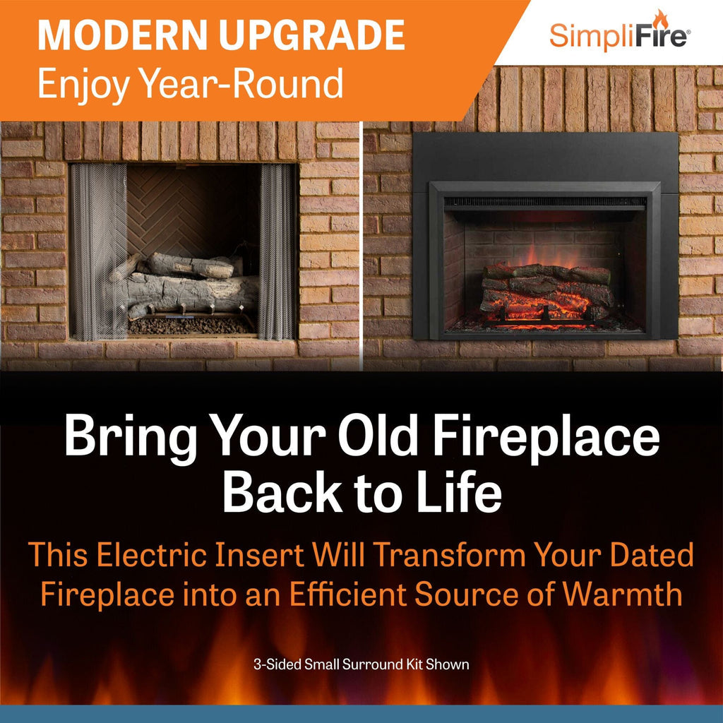SimpliFire 32-In Built-In Electric Fireplace Insert with Large Surround Trim GI-32-ZC-LS