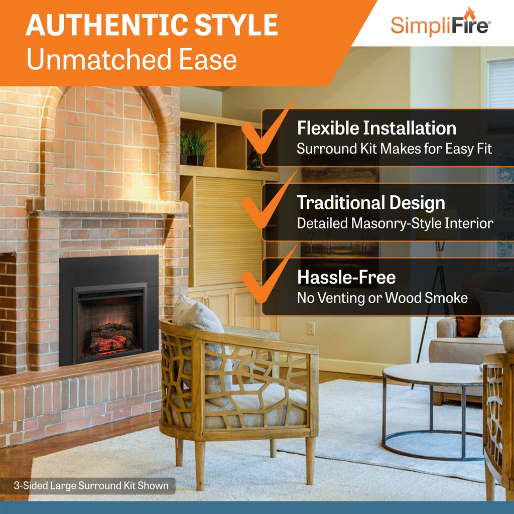 SimpliFire 32-In Built-In Electric Fireplace Insert with Large Surround Trim GI-32-ZC-LS