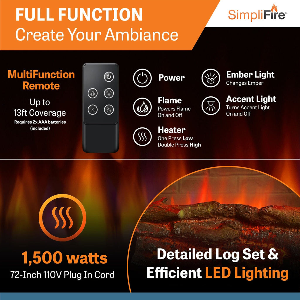 SimpliFire 32-In Built-In Electric Fireplace Insert with Large Surround Trim GI-32-ZC-LS