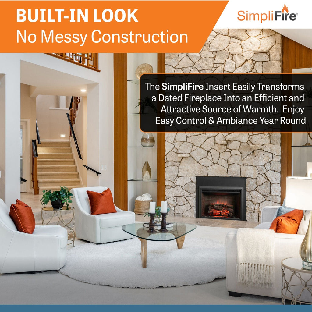 SimpliFire 32-In Built-In Electric Fireplace Insert with Large Surround Trim GI-32-ZC-LS