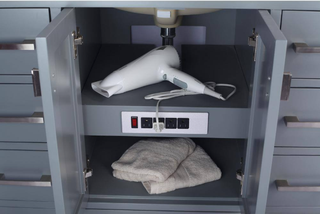 Laviva Wilson 42 in. W x 22 in. D x 34.5 in. H Bathroom Vanity in Grey with White Carrara Marble Top