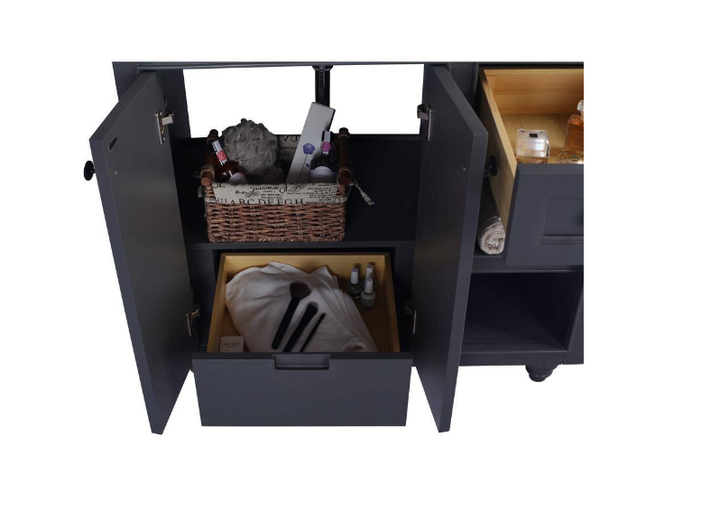 Laviva Odyssey 36 in. W x 22 in. D x 34.5 in. H Bathroom Vanity in Maple Grey with Matte White Solid Surface Top