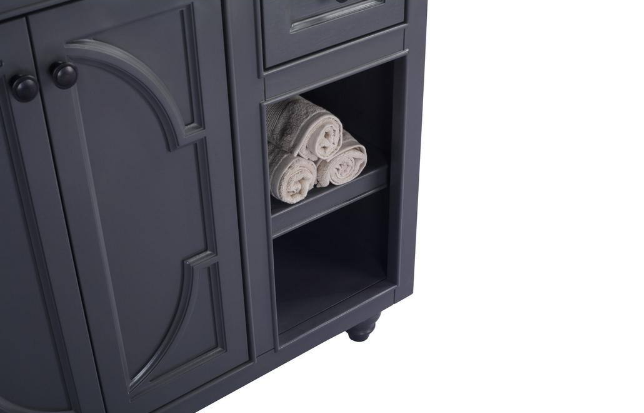 Laviva Odyssey 36 in. W x 22 in. D x 34.5 in. H Bathroom Vanity in Maple Grey with Matte White Solid Surface Top