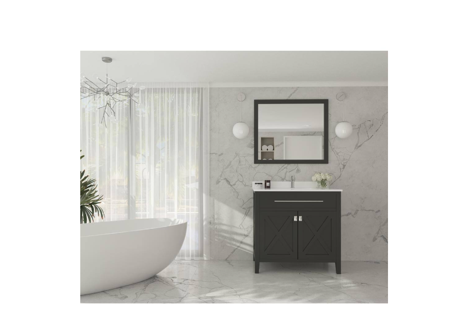 Laviva Wimbledon 36 in. W x 22 in. D x 34.5 in. H Bathroom Vanity in Espresso with White Quartz Top