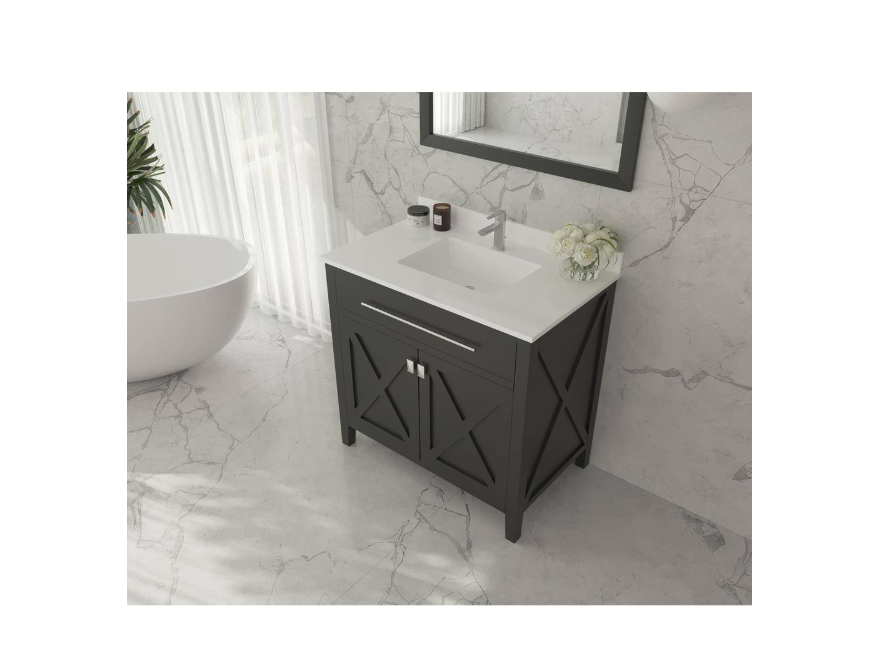 Laviva Wimbledon 36 in. W x 22 in. D x 34.5 in. H Bathroom Vanity in Espresso with White Quartz Top